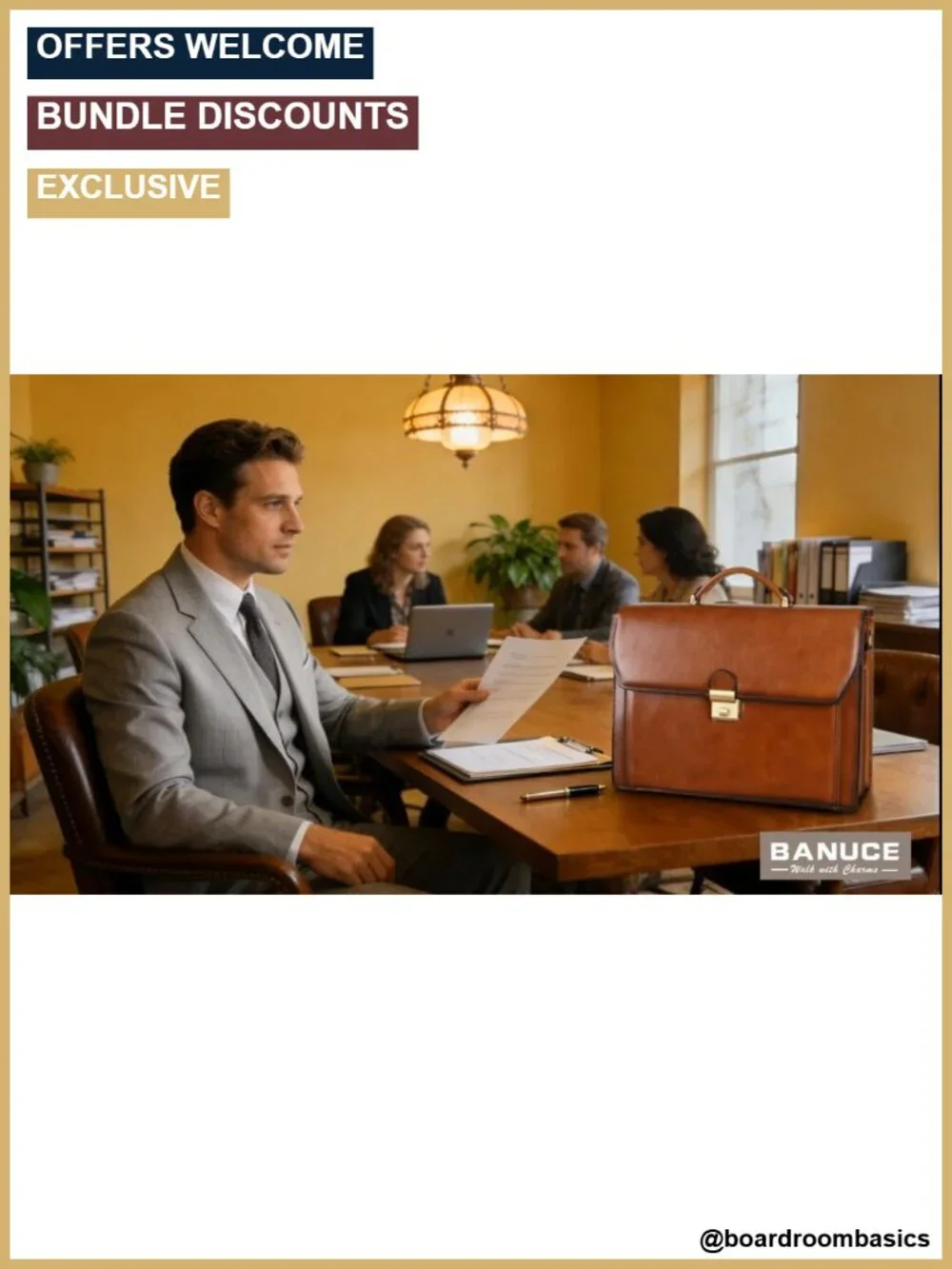 Leather Briefcase for Men with Lock Fits 15.6 Laptop Business Travel